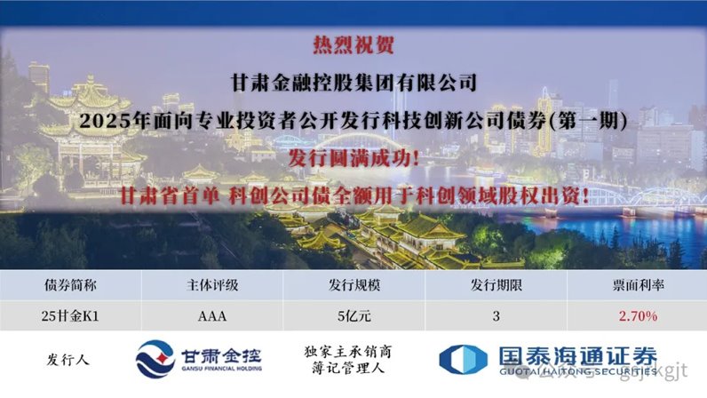 甘肅金控集團(tuán)成功發(fā)行科技創(chuàng)新公司債券
